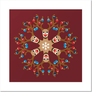 Rudolph Christmas Snowflake Posters and Art